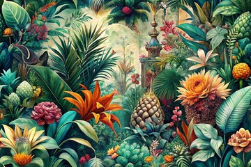 Obraz premium Painterly Botanicals: Urban Exploration Textures & Brushstrokes - Digital Art Print