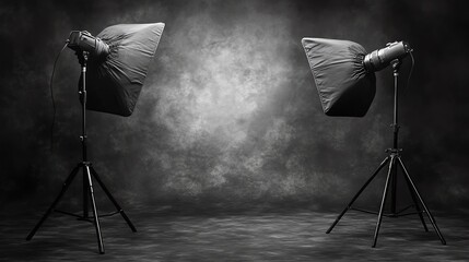 Studio Photography Setup Black Background Lights dark grey life mood  
