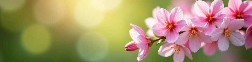 bunch of pink and white flowers falling from a stem, natural, spring