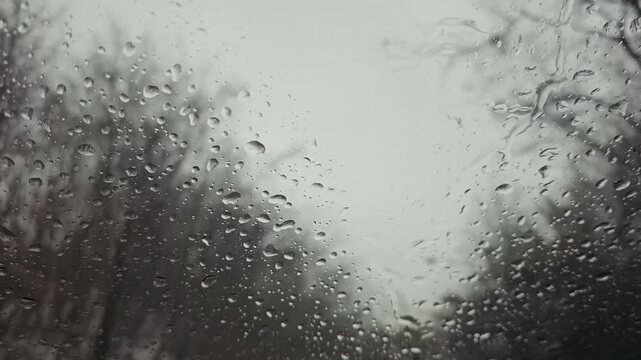 Rainy scenery outside car window