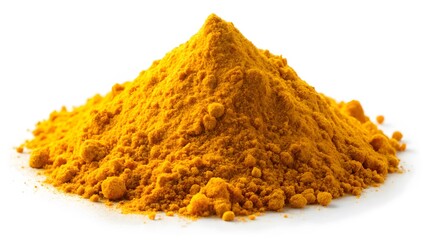 Pile of Turmeric Powder on White Background