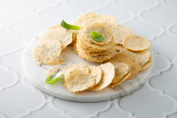 Homemade cheese cookies with herbs