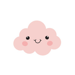 Clouds set in cute cartoon flat style vector illustration. Cloud for decoration. Clouds elements for newborn, nursery, stickers