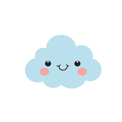Clouds set in cute cartoon flat style vector illustration. Cloud for decoration. Clouds elements for newborn, nursery, stickers