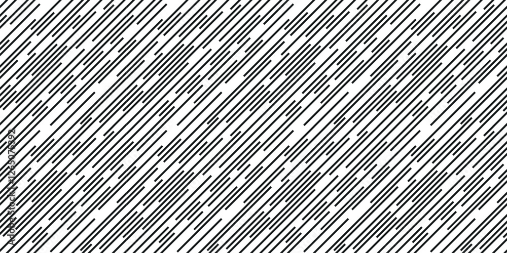 Aufkleber Abstract seamless black dash lines diagonal pattern. Angle speed lines pattern background. Black and white diagonal stripe background, line design, seamless pattern