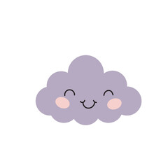 Clouds set in cute cartoon flat style vector illustration. Cloud for decoration. Clouds elements for newborn, nursery, stickers