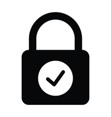 web security lock icon. lock check icon. lock tick mark icon. security sign. cyber security symbol. web security and lock icon for mobile app, ui and website. vector illustration on transparent backg.