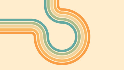 Abstract background of rainbow groovy Wavy Line design in 1970s Hippie Retro style. Vector pattern ready to use for cloth, textile, wrap and other.