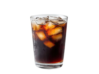 Refreshing glass of iced cola with ice cubes, perfect for summer enjoyment. transparent PNG