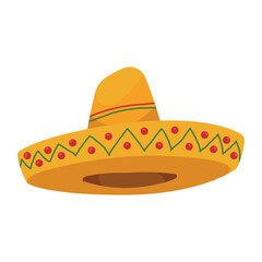 Vector Illustration of a Traditional Yellow Mexican Sombrero – Colorful Cultural Hat Icon Perfect for Cinco de Mayo Celebrations, Mexican-Themed Events, and Festive Graphic Designs