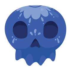 Vector image of a blue skull icon with a white background