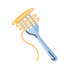 Vector Illustration of a Fork Twirling Spaghetti Pasta in a Hand-Drawn Style