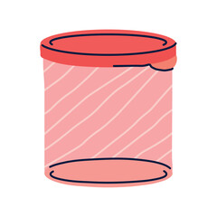 Vector Illustration of a Plastic Food Storage Container with Red Lid in a Hand-Drawn Style