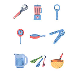 kitchen utensils vector icon set with white background