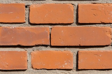 Close-up of a red brick wall's pattern in natural light for architectural use