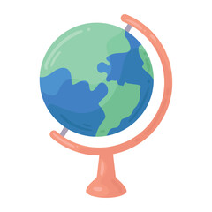 Vector Illustration of a School Globe Showing Planet Earth Used as a Geography and Educational Tool for Global Learning and World Exploration