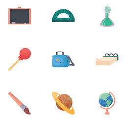 set of school vector icons with white background