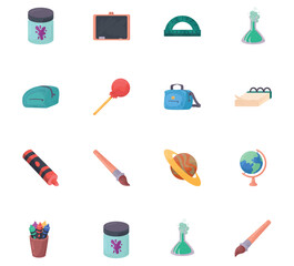set of school vector icons with white background