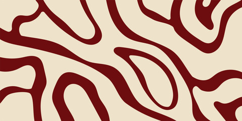 Abstract horizontal background with 2 colors waves. Trendy vector illustration design in style retro 60s and 70s. Brown color.