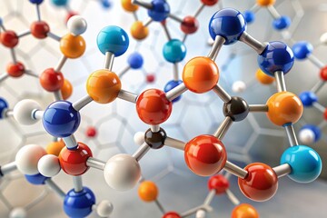 Panoramic View: Caffeine Molecule Structure & 3D Model - Scientific Illustration