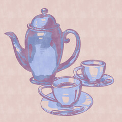 ティーセットのイラスト