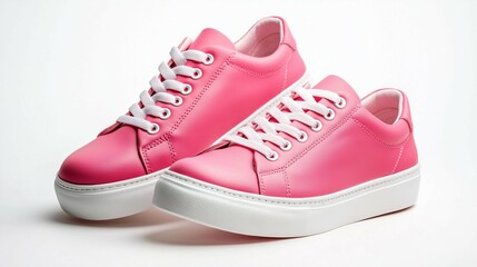 pink sneakers shoes with white bottom on isolated white background