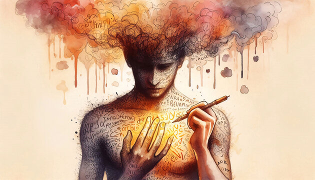 Transformative Healing: Watercolor Art of Rewriting the Narrative with Golden Ink