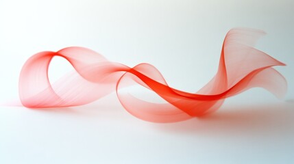 Naklejka premium An ethereal swirl of sheer red fabric suspended in motion, embodying grace and elegance against a light backdrop, evoking a sense of dance.