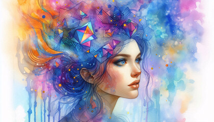 Celebrating Neurodiversity: A Watercolor Portrait of Self-Acceptance and Creativity