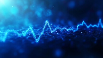 Abstract Blue Digital Wave Pattern on Dark Background, Technology, Communication, Innovation