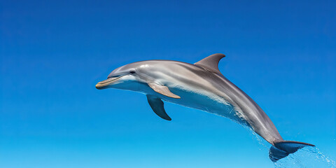 Striped Dolphin Breaching in Blue Water