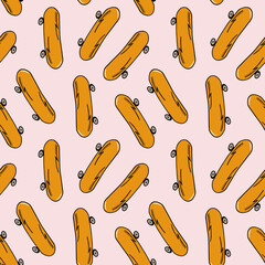 Seamless sports pattern. Pattern with skateboard. Active sport. Design for children's rooms, clothes, scrapbooking, wrapping paper and covers.