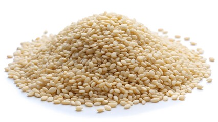 Fototapeta premium Pile of Sesame Seeds on White Background