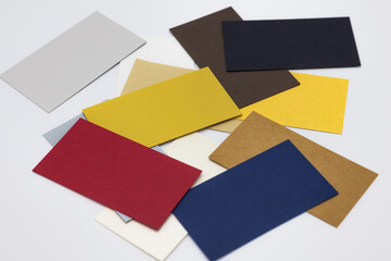 multicolored paper for business cards, office supplies