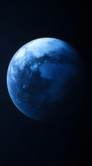 Obraz premium View of the Earth from space, a blue planet against a black background 