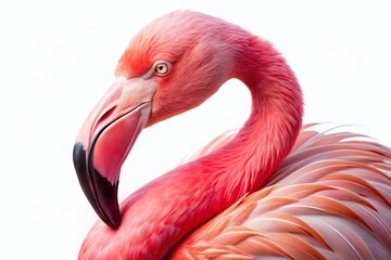 Fototapeta premium Pink Flamingo Bird, High-Resolution PNG & JPEG Stock Photo, Isolated on White Background