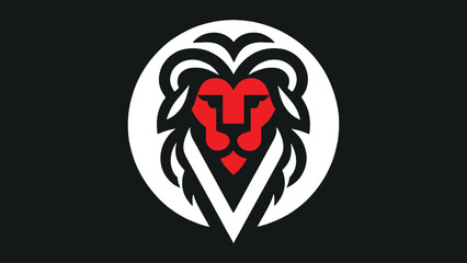Minimalist logo inspired by a lion's head and the letter v