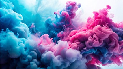 Fototapeta premium Pink Party Fog: Abstract Blue, Teal, Purple, Aqua Smoke Clouds - 3D Graphic
