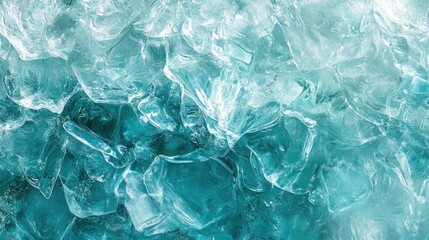 Obraz premium Close-up of translucent teal ice crystals, textured background.