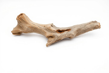 Natural Beauty: Weathered Driftwood Piece with Rustic Charm on White Background.