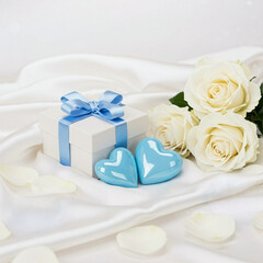 ホワイトデー、ハート、、バラ、プレゼントボックス