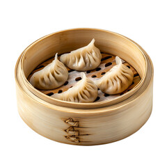 Delicious Steamed Dumplings in a Bamboo Steamer