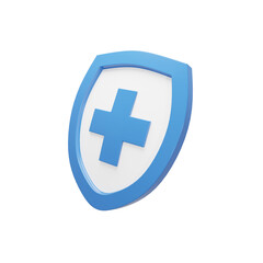 Obraz premium Perspective 3D Render of Shield with First Aid Sign