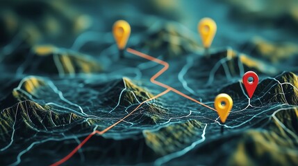 A roadmap with milestone markers symbolizes strategic planning and goal setting.