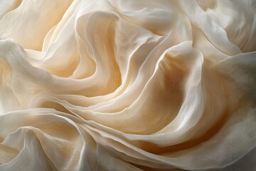 Obraz premium Close-up of draped beige fabric with soft folds and light shadows.