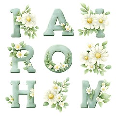 Elegant Pastel Watercolor Alphabet with Floral