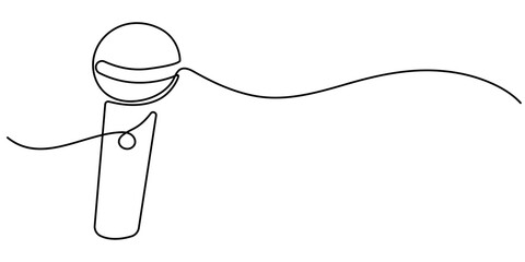 one line drawing wired microphone vector illustration minimalist design, wired microphone continuous line art drawing, Continuous Line Drawing of Vector wired microphone icon thin line for web. 