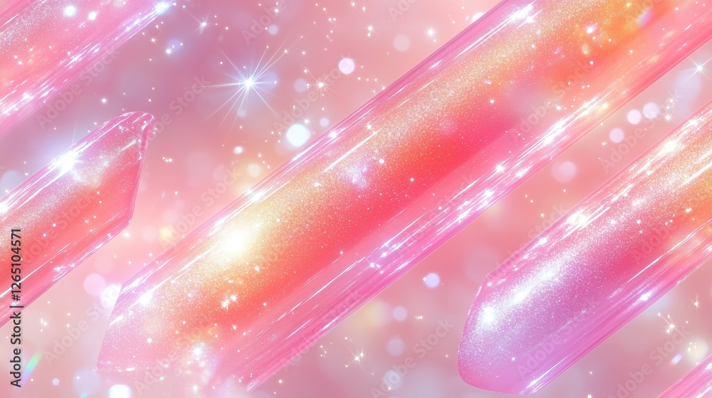 Aufkleber whimsical array of translucent prism like shapes radiating with soft pink hues and sparkling accents