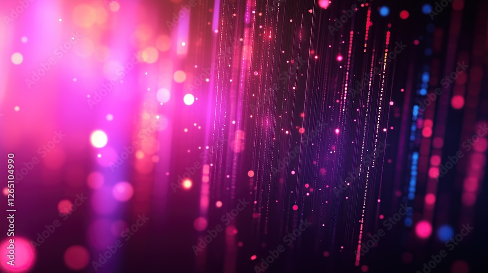 Poster vibrant display of light streams and bokeh effects ethereal and dreamy atmosphere with colorful glowing particles