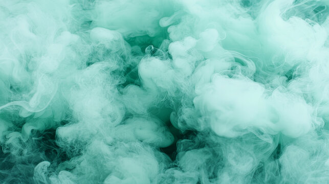 Green smoke swirls, showing depth and gradient, dreamy and abstract look - Powered by Adobe